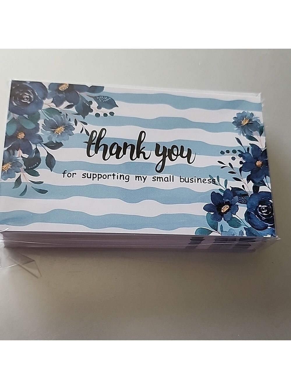 Thank You For Your Purchase BLUE FLOWER BUSINESS CARDS 50 COUNT